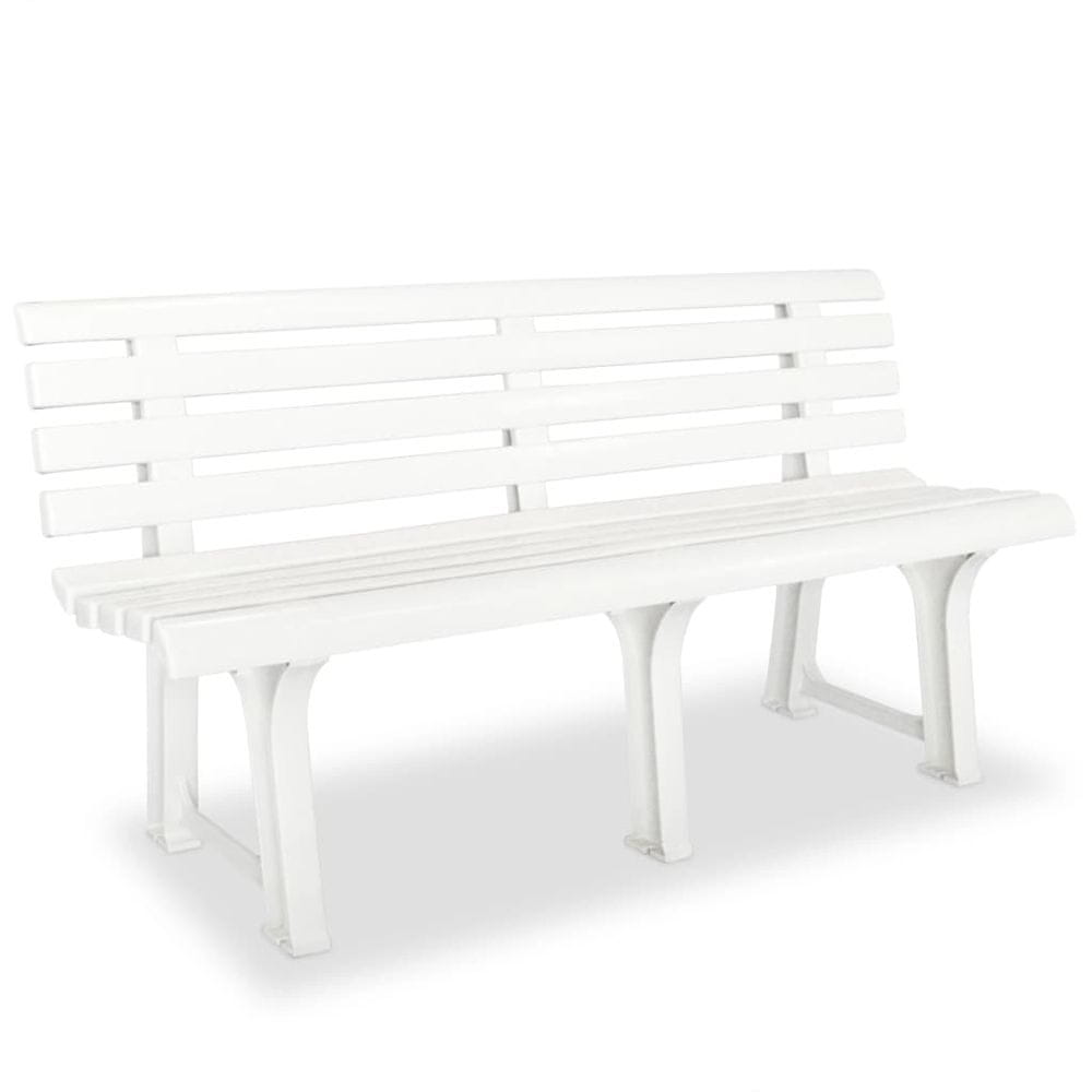 Vidaxl Záhradná lavička 145,5 cm, plast, biela